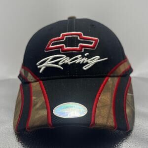 Chevrolet Racing Hat GM Logo Strapback NASCAR Y2K Black Camo Cap